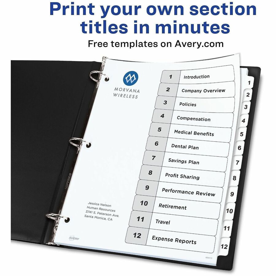 Avery Dividers, 12 Tabs, Ready Index (6 Sets of 11824)
