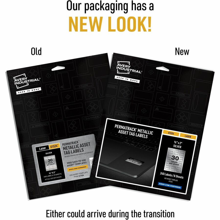 Avery® PermaTrack Metallic Asset Tag Labels, 3/4" x 2" , 240 Asset Tags