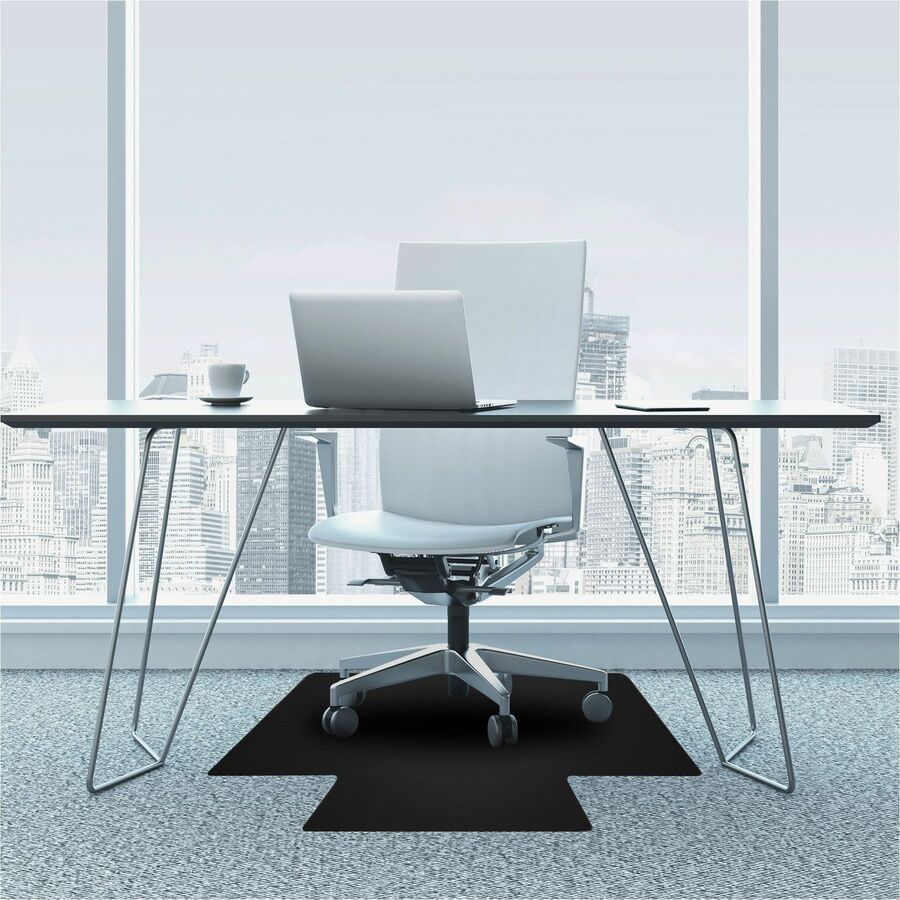Floortex Advantagemat Black® Vinyl Lipped Chair Mat for Carpets - 36" x 48"