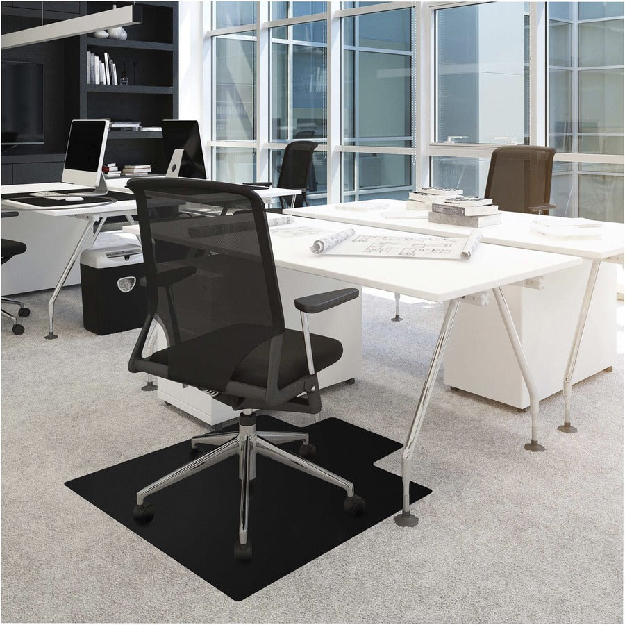 Floortex Advantagemat Black® Vinyl Lipped Chair Mat for Carpets - 45" x 53"