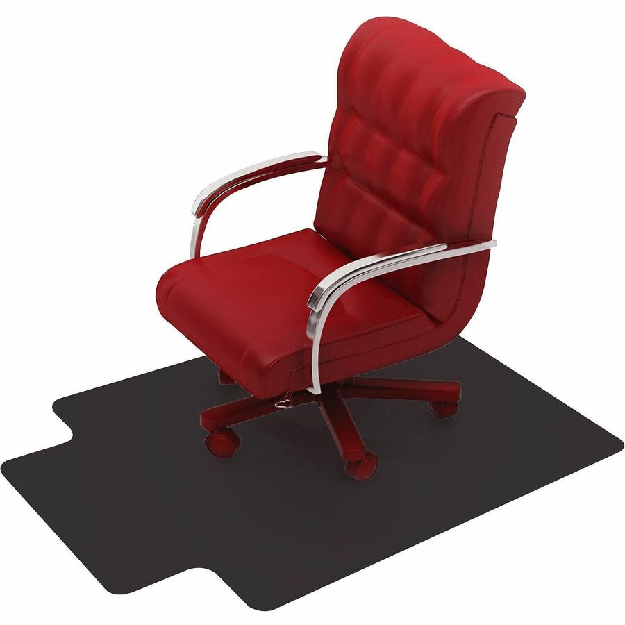 Floortex Cleartex AdvantagematBlack Vinyl Lipped Chair Mat for Hard Floor - 45" x 53"