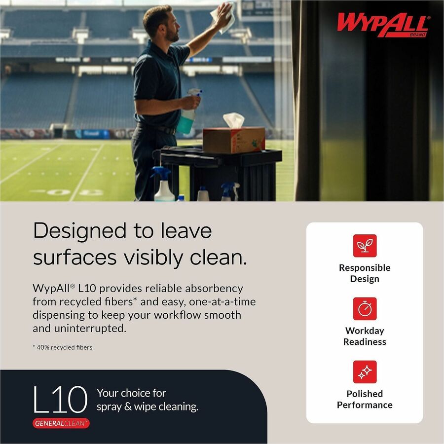 Wypall GeneralClean L10 Light Cleaning Windshield Towels