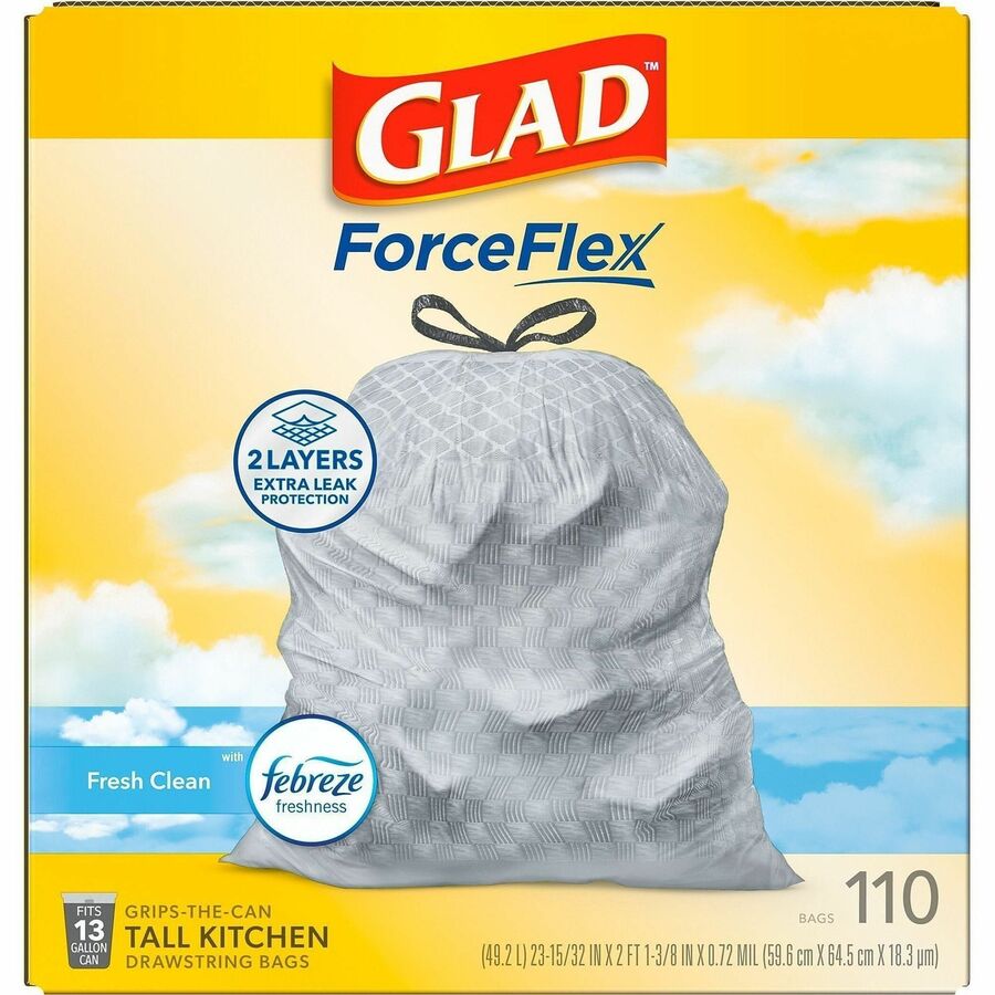 Glad ForceFlex Tall Kitchen Drawstring Trash Bags