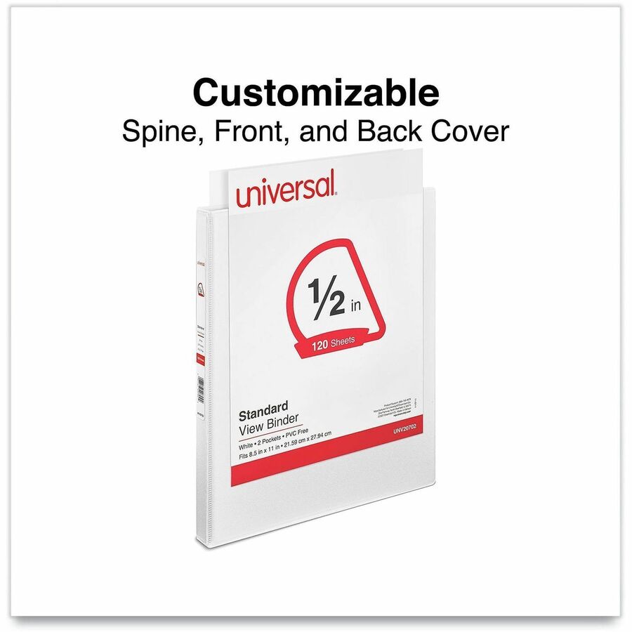 Universal Slant D-Ring View Binder, 3 Rings, 0.5" Capacity, 11 x 8.5, White
