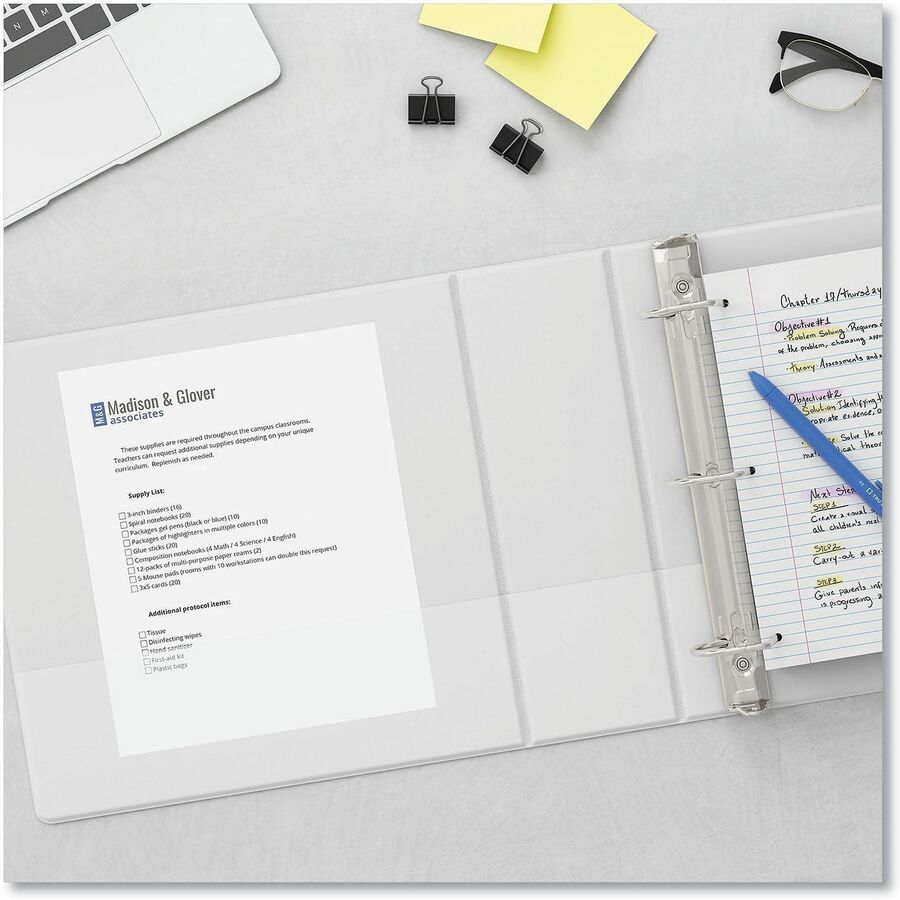 Universal Slant D-Ring View Binder, 3 Rings, 0.5" Capacity, 11 x 8.5, White