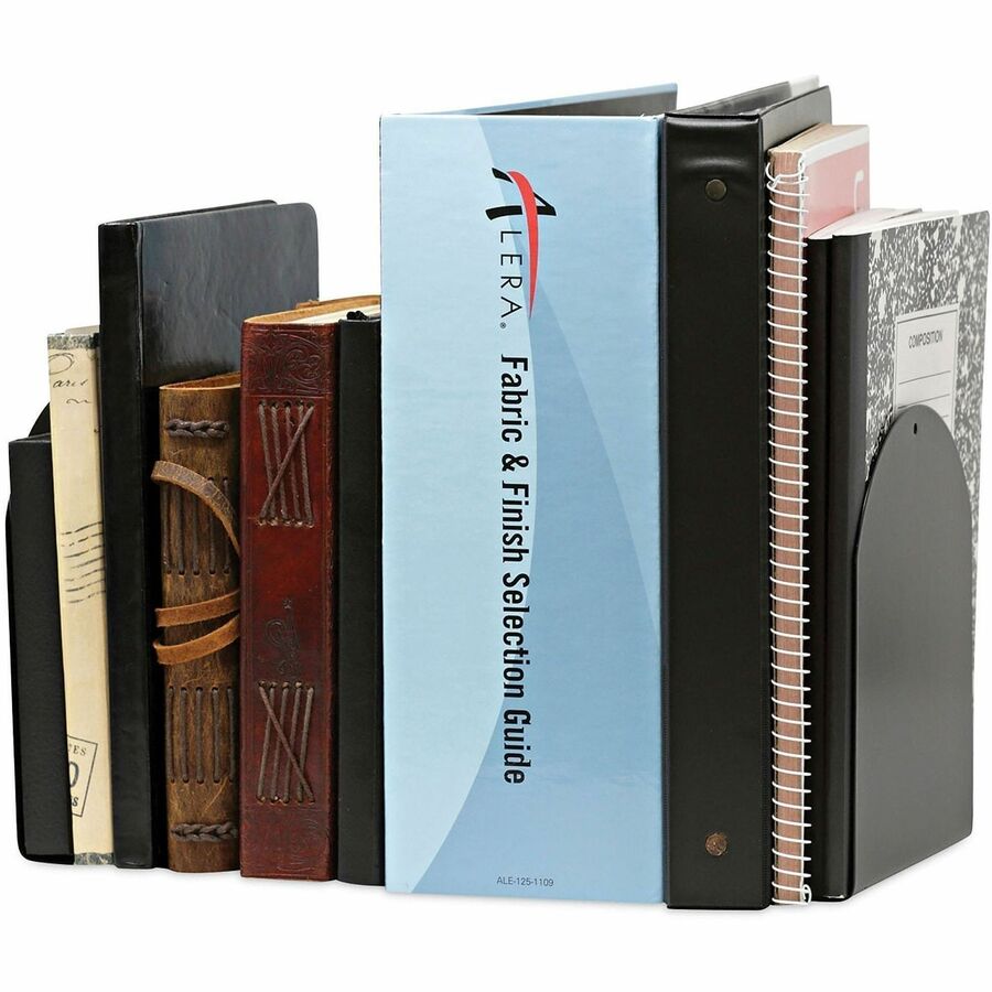 Universal Magnetic Bookends, Magnetic Base, 6 x 5 x 7, Metal, Black, Pair