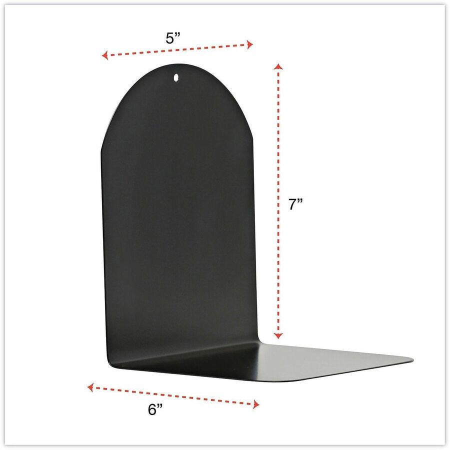 Universal Magnetic Bookends, Magnetic Base, 6 x 5 x 7, Metal, Black, Pair
