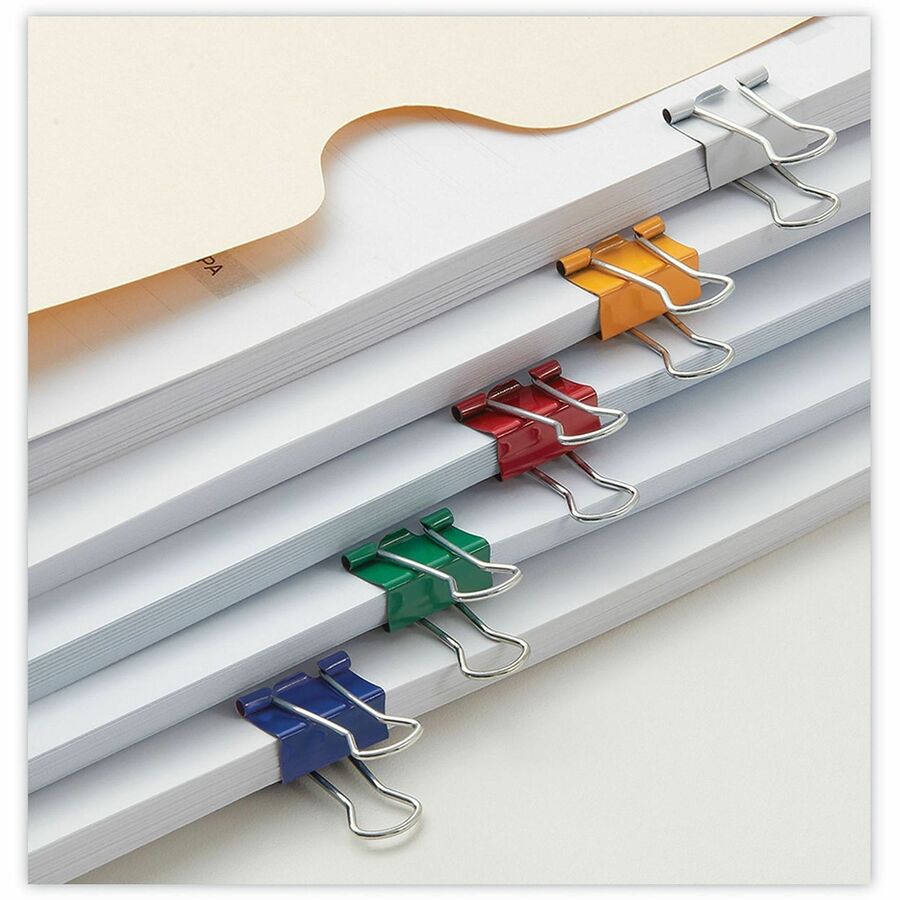 Universal Binder Clips with Storage Tub, Small, Assorted Colors, 40/Pack