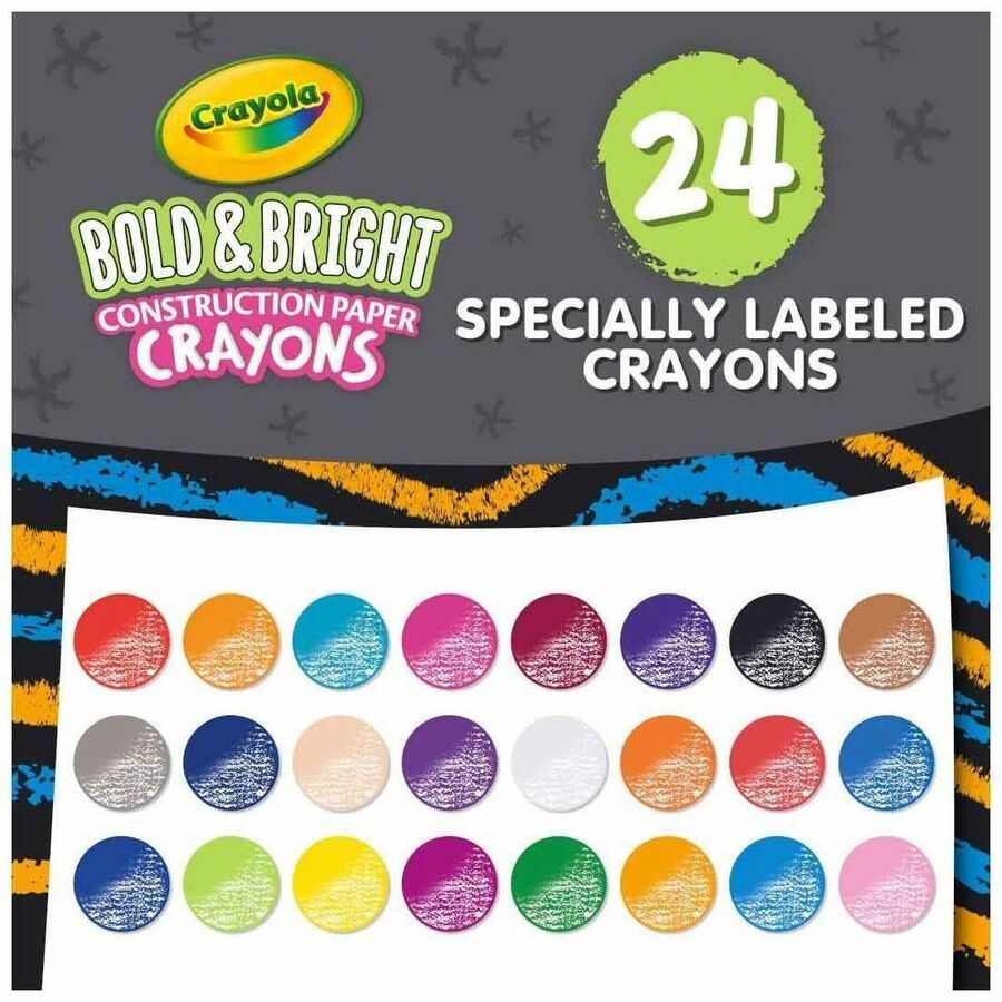 Crayola Bold & Bright Construction Paper Crayons, 24 Count