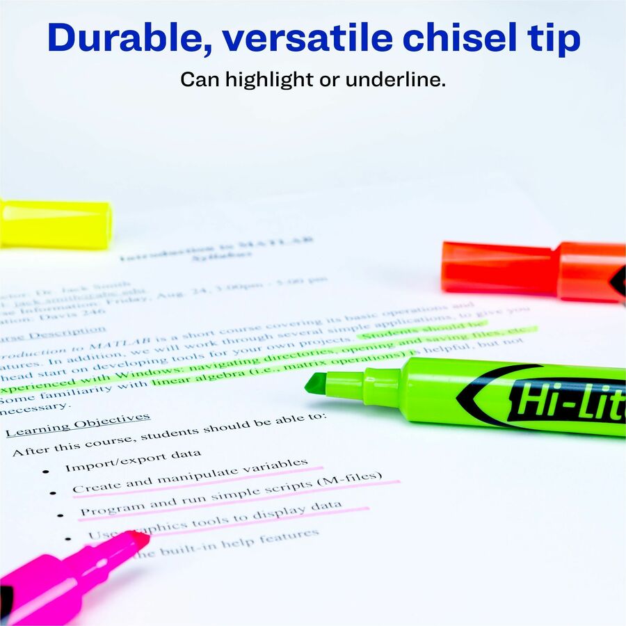 Avery Hi-Liter, Desk-Style, Assorted Colors, 4 Count (24063)