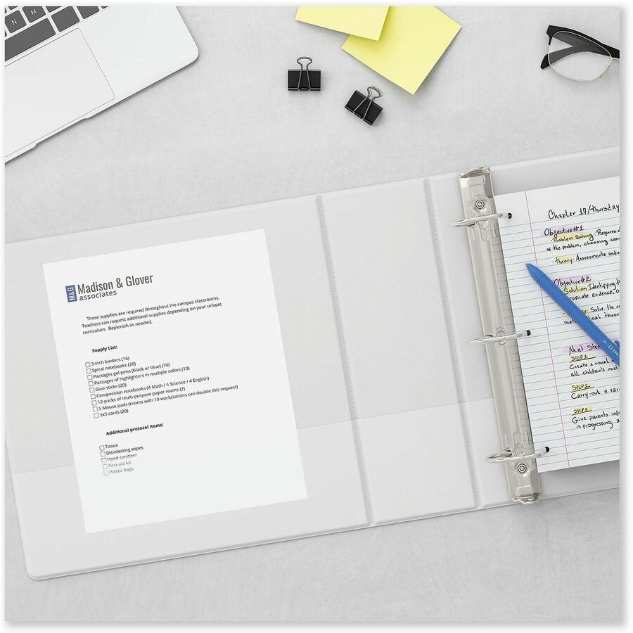 Universal Slant D-Ring View Binder, 3 Rings, 4" Capacity, 11 x 8.5, White
