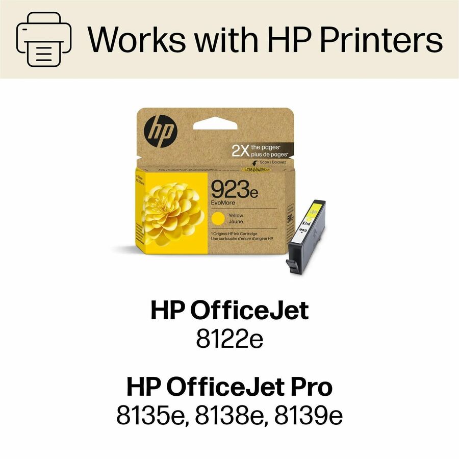 HP EvoMore 923e Original High Yield Inkjet Ink Cartridge - Yellow - 1 Each