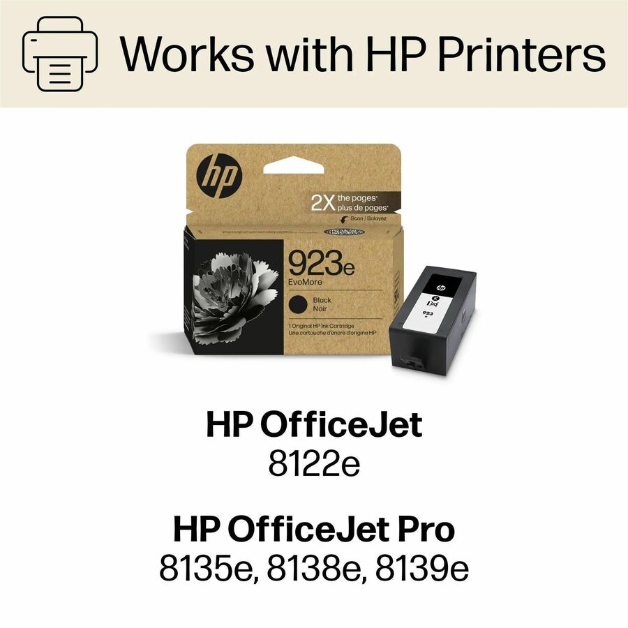 HP EvoMore 923e Original High Yield Inkjet Ink Cartridge - Black - 1 Each