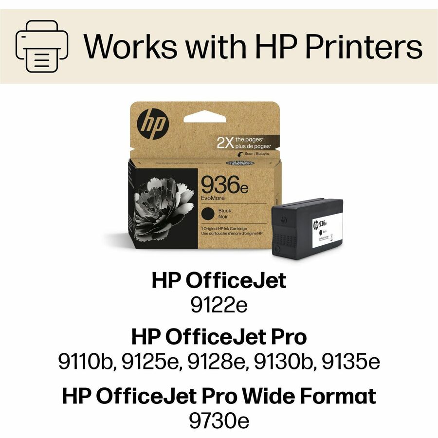 HP EvoMore 936e Original High Yield Inkjet Ink Cartridge - Black - 1 Each