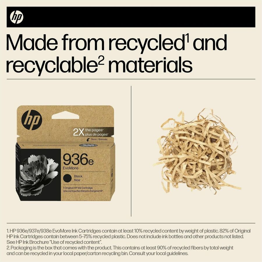 HP EvoMore 936e Original High Yield Inkjet Ink Cartridge - Black - 1 Each
