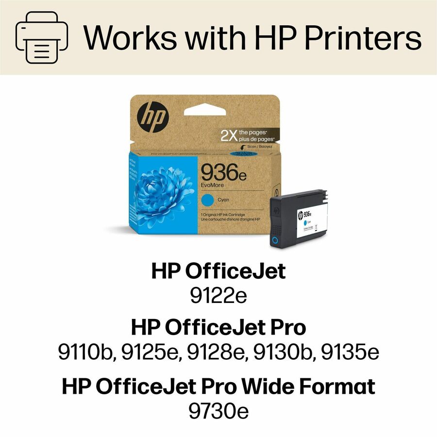 HP EvoMore 936e Original High Yield Inkjet Ink Cartridge - Cyan - 1 Each