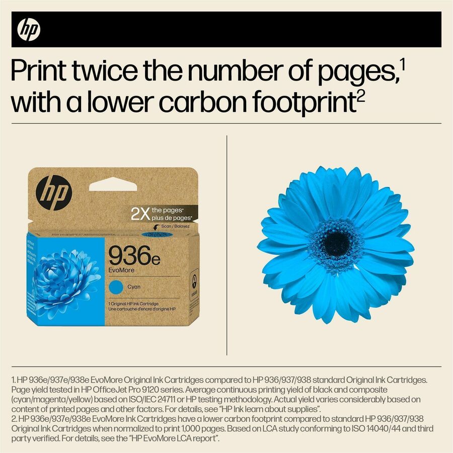 HP EvoMore 936e Original High Yield Inkjet Ink Cartridge - Cyan - 1 Each