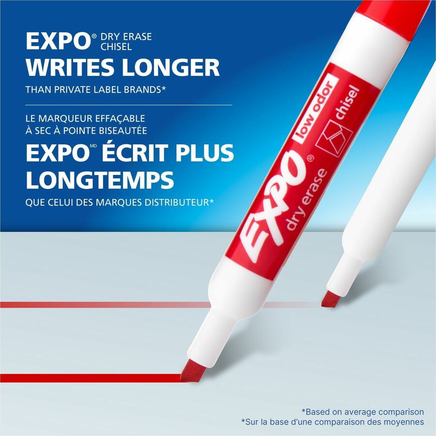 Expo Dry Erase Markers, Low Odour Ink, Blue, Chisel Tip, 12 Count