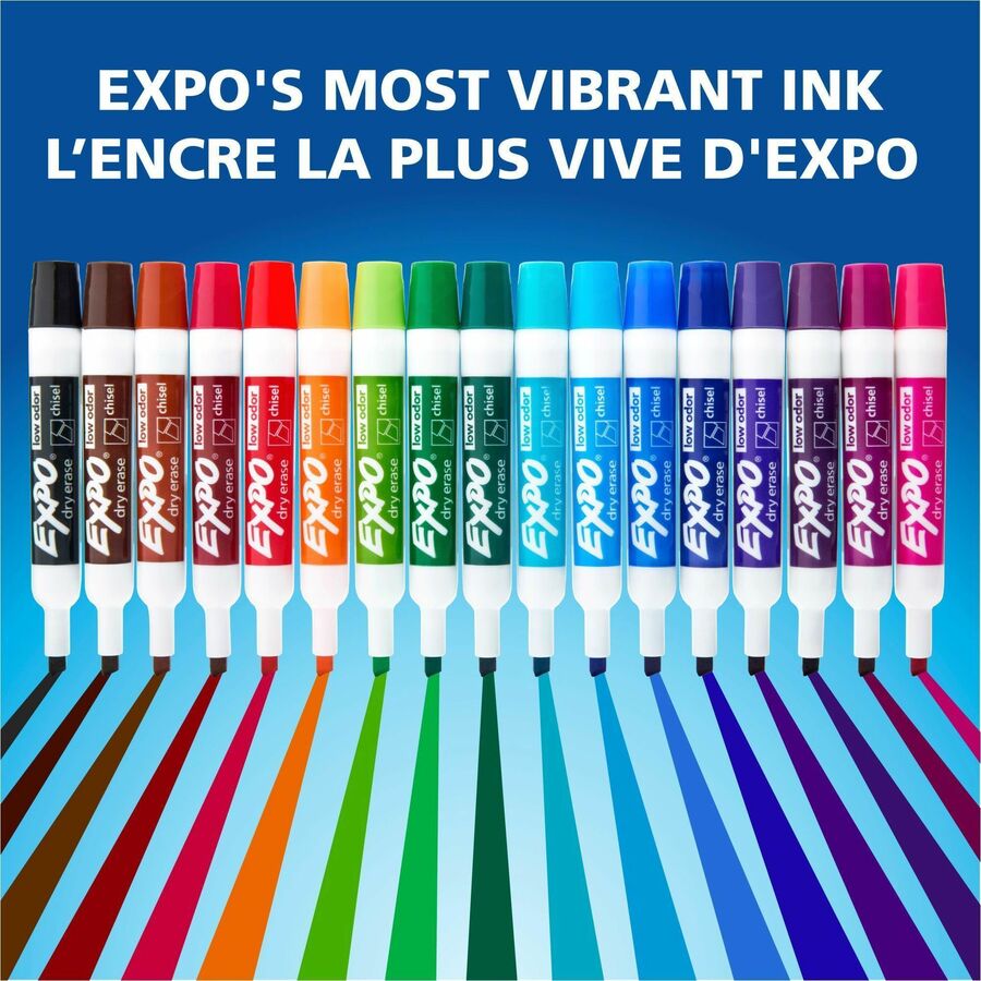 Expo Dry Erase Markers, Low Odour Ink, Blue, Chisel Tip, 12 Count