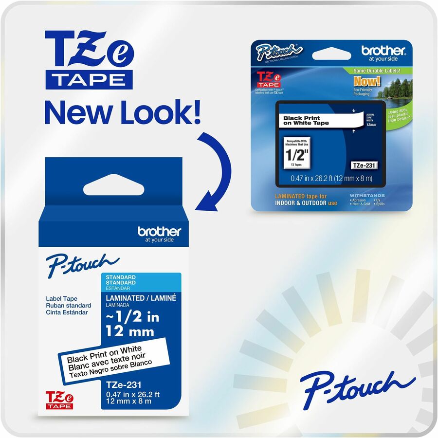 P-touch Genuine TZe111 BK on CLR Label Tape, Laminated, 6mmX8m