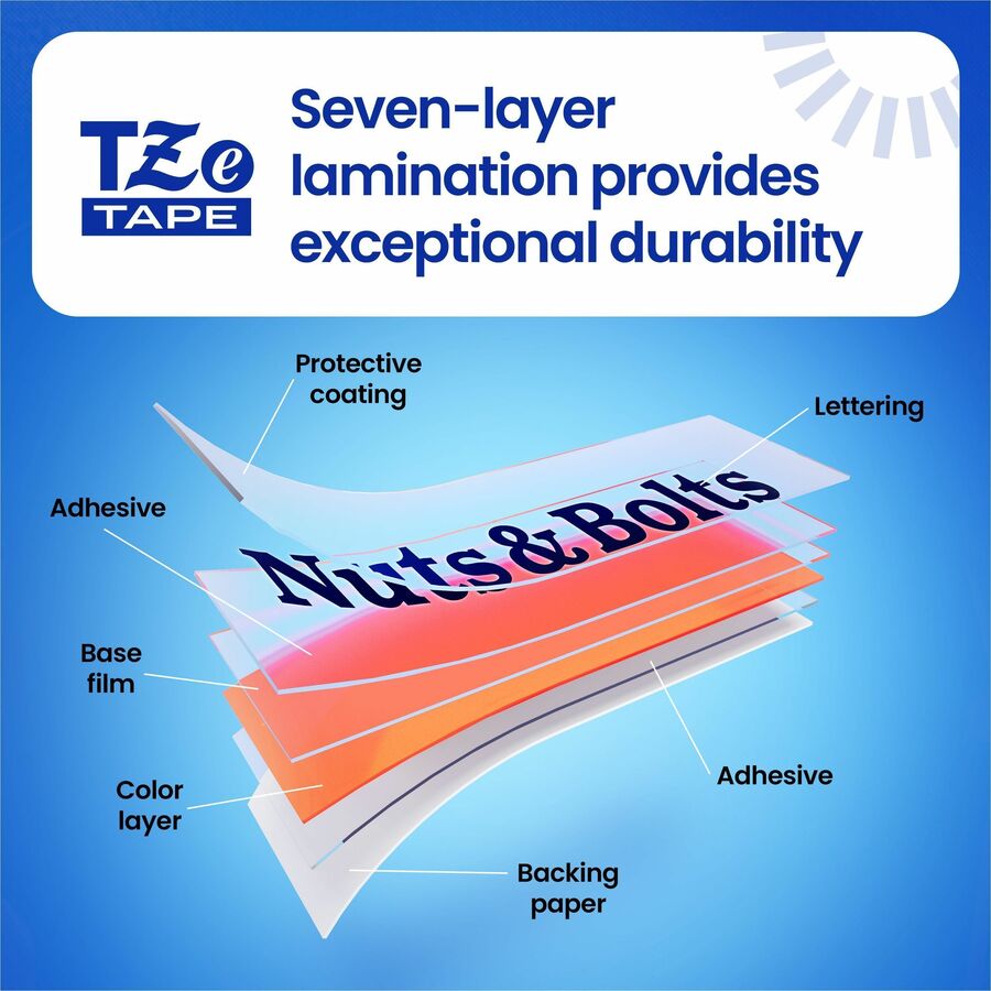 P-touch Genuine TZe231 BK on WHT Label Tape, Laminated, 12mmX8m