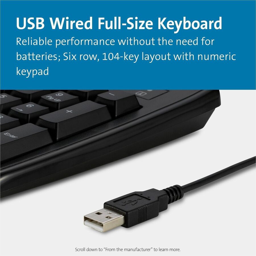 Kensington Pro Fit Washable Antimicrobial Keyboard