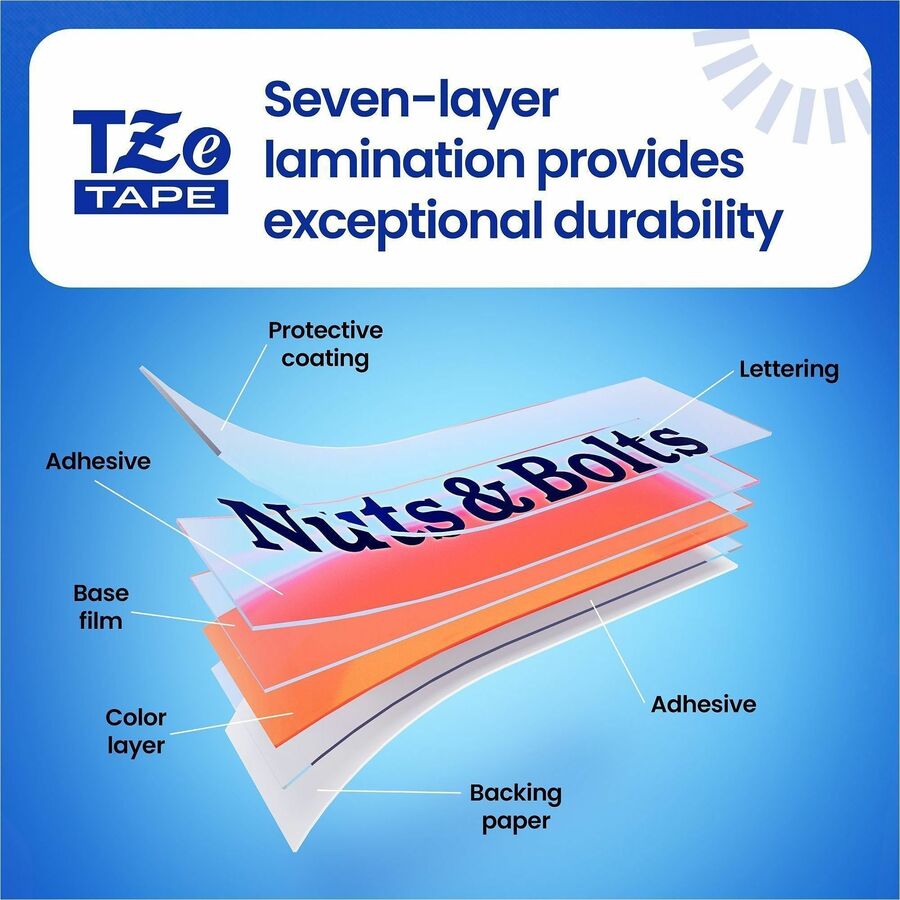 P-touch Genuine TZe251 BK on WHT Label Tape, Laminated, 24mmX8m