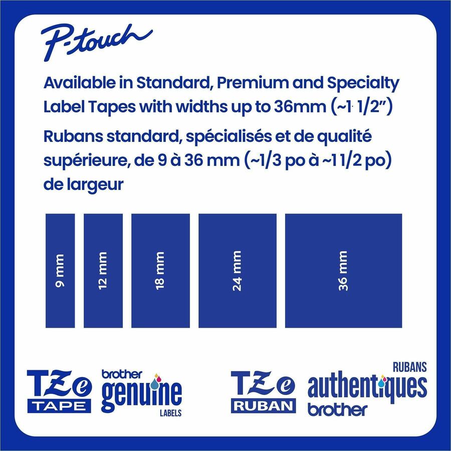 P-touch Genuine TZeS211 BK on WHT Label Tape, Strong Adhesive Lam., 6mmX8m