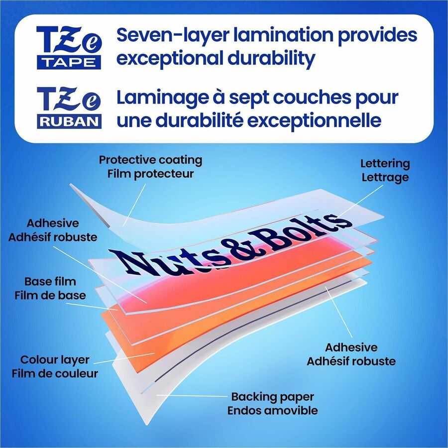 P-touch Genuine TZeS211 BK on WHT Label Tape, Strong Adhesive Lam., 6mmX8m