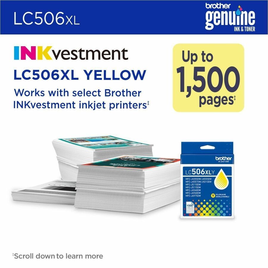 Brother LC506XLYS Original High Yield Inkjet Ink Cartridge - Yellow - 1 Each