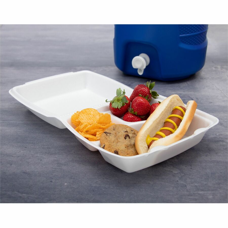 Dart 9-1/2" Triple-Compartment Foam Containers