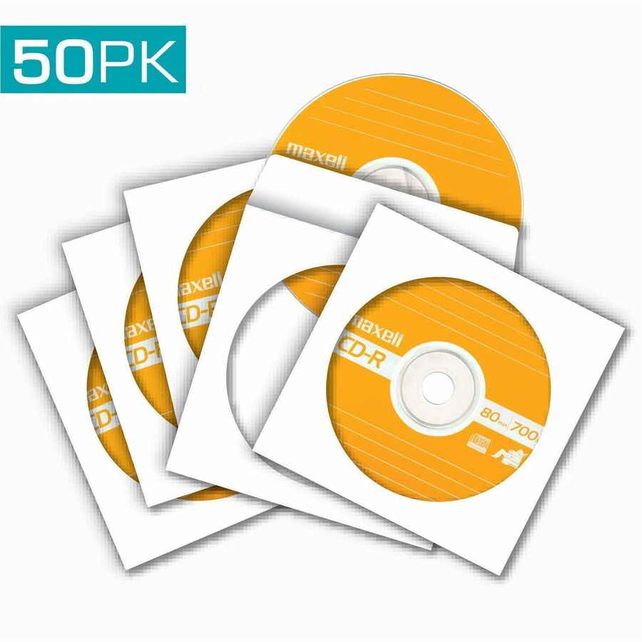 Maxell CD/DVD Paper Sleeves White 50 Pack