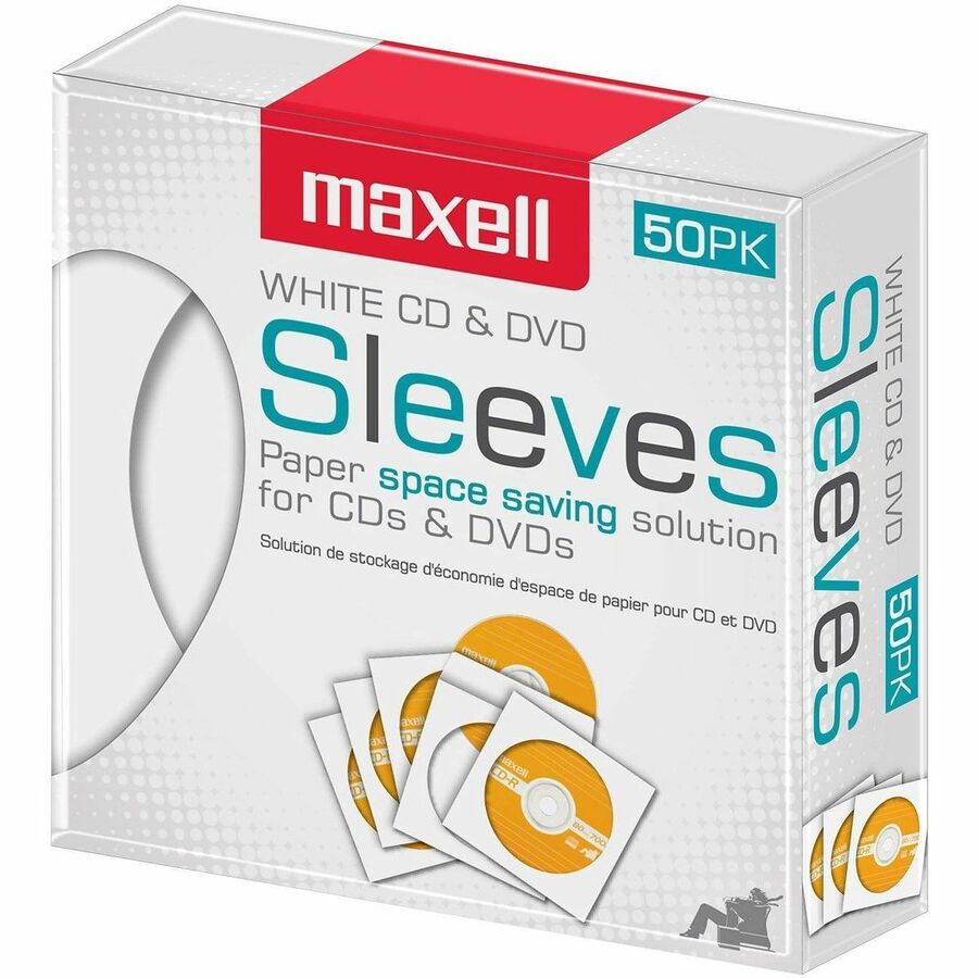 Maxell CD/DVD Paper Sleeves White 50 Pack