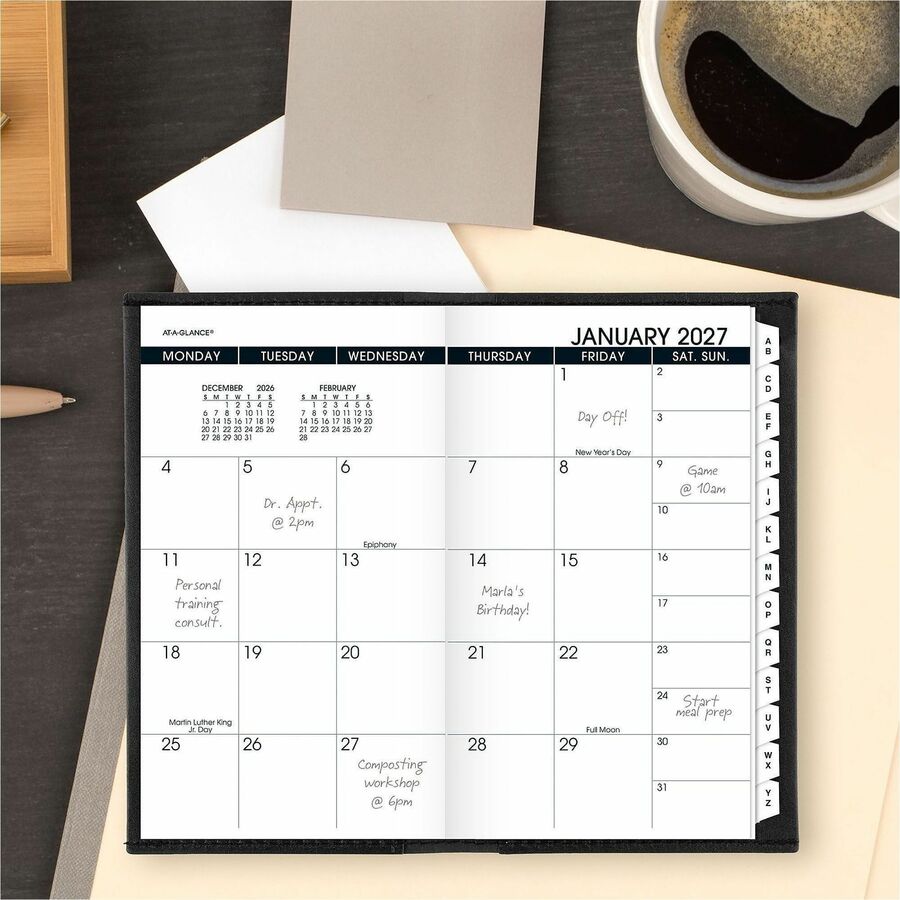 At-A-Glance Monthly Planner, Black, Pocket, 3 1/2" x 6"