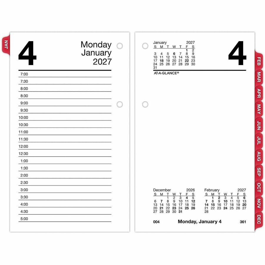 At-A-Glance Loose-Leaf Desk Calendar Refill withTabs