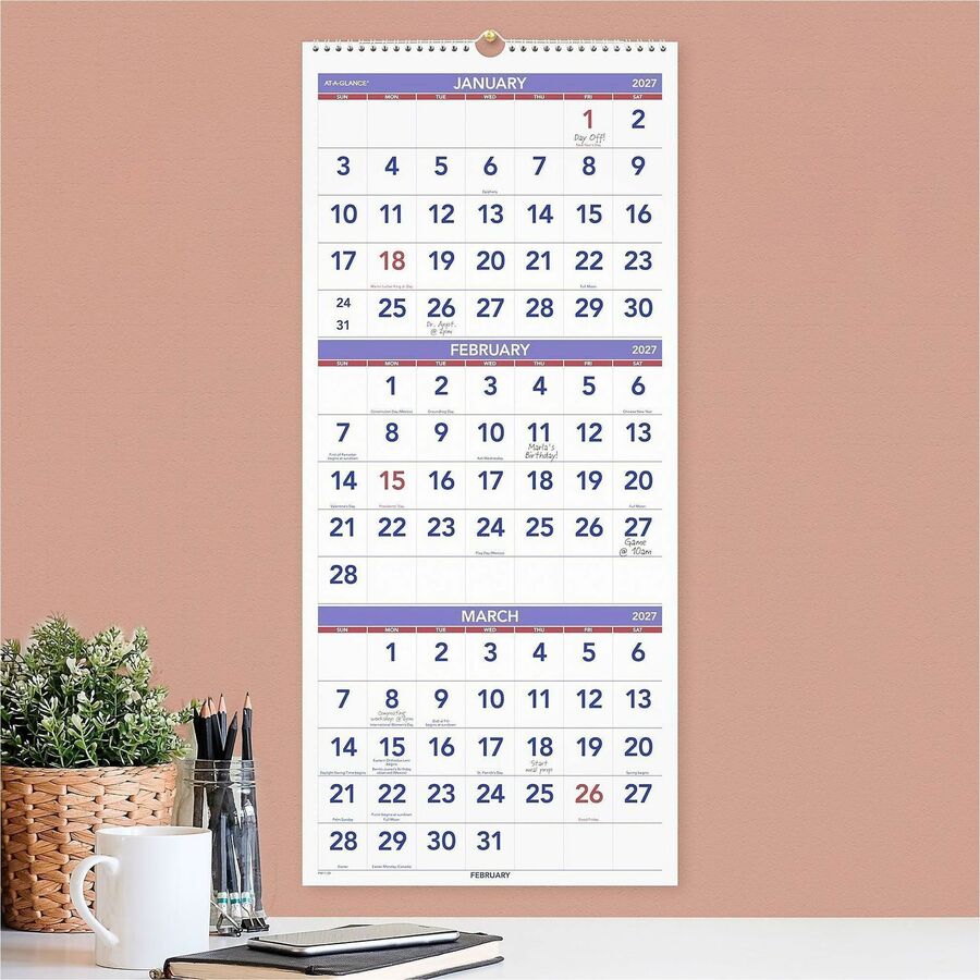 At-A-Glance 3-Month Reference Vertical Wall Calendar