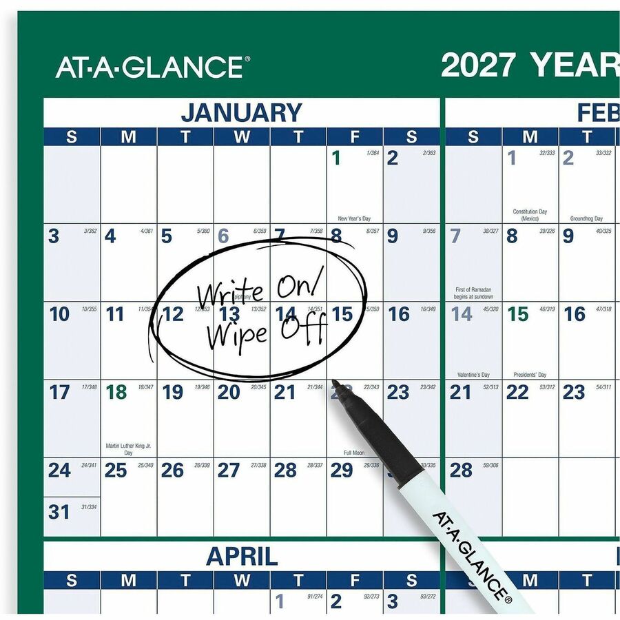 At-A-Glance Vertical Reversible Erasable Wall Calendar