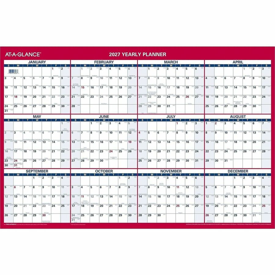 At-A-Glance Vertical Horizontal Reversible Erasable Wall Calendar