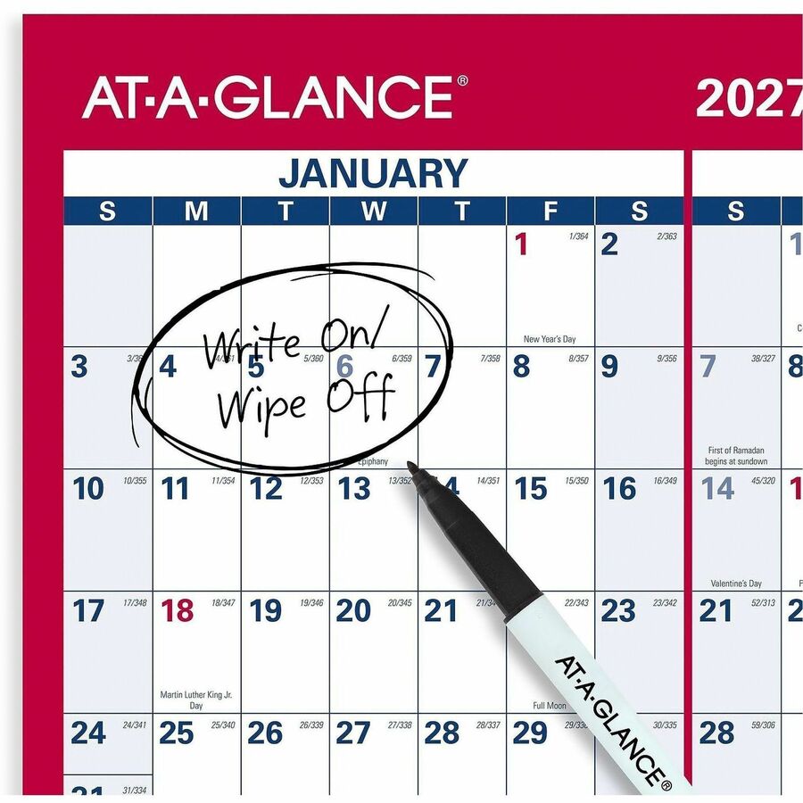 At-A-Glance Vertical Horizontal Reversible Erasable Wall Calendar