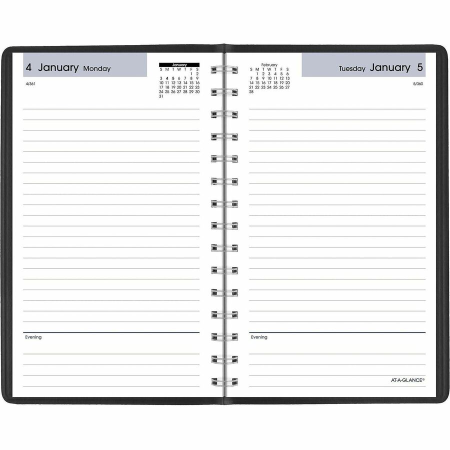 DayMinder Basic Daily Planner, Black, Small, 5" x 8"