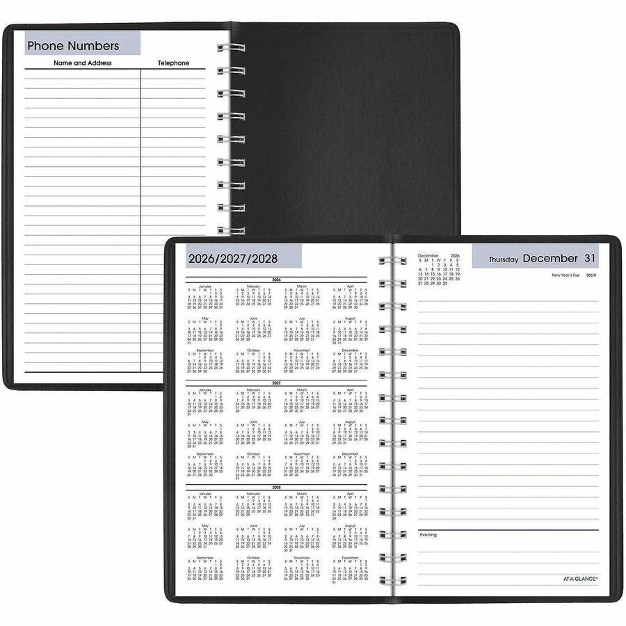 DayMinder Basic Daily Planner, Black, Small, 5" x 8"