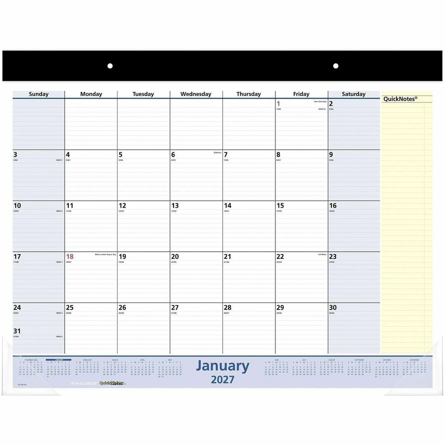 At-A-Glance QuickNotes Monthly Desk Pad Calendar, Standard