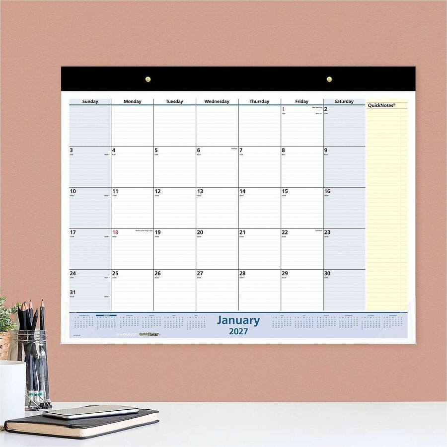 At-A-Glance QuickNotes Monthly Desk Pad Calendar, Standard