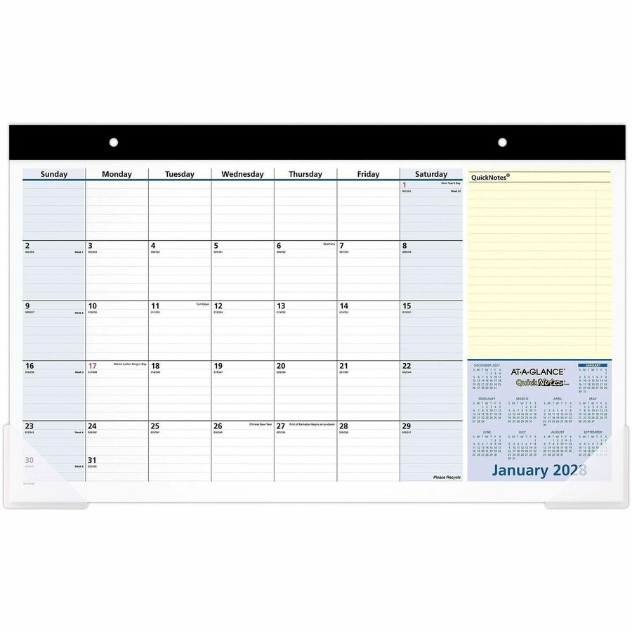 At-A-Glance QuickNotes Compact Monthly Desk Pad Calendar