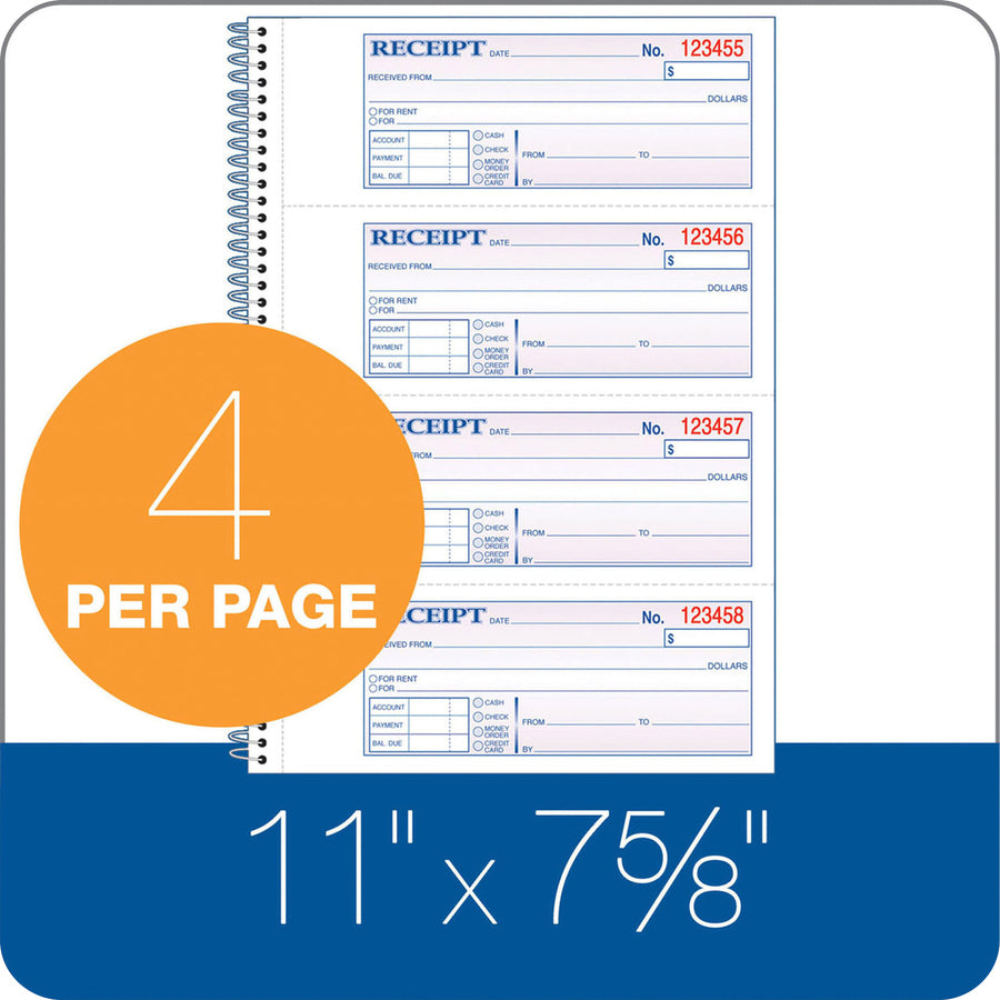 Adams Spiral 2-part Money/Rent Receipt Book