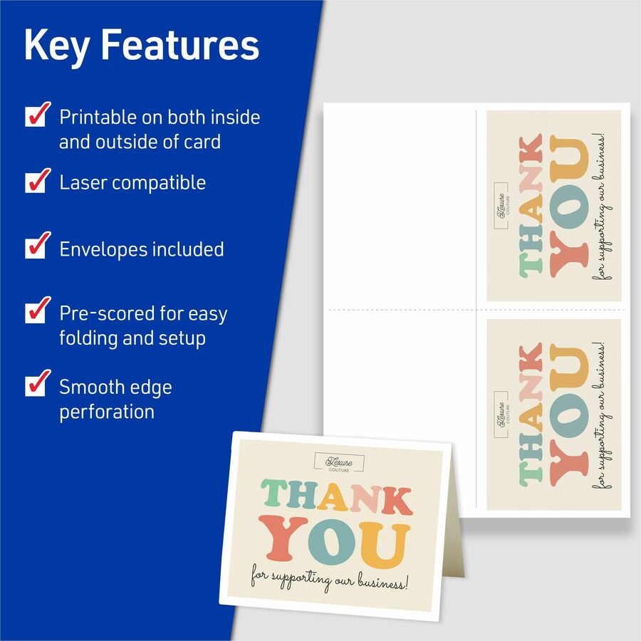 Avery® Printable Note Cards, Two-Sided Printing, 4-1/4" x 5-1/2" , 60 Cards (5315)