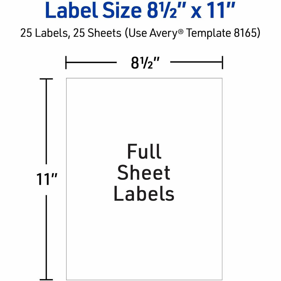 Avery® TrueBlock Shipping Labels, 8-1/2" x 11" , 25 Labels (8165)