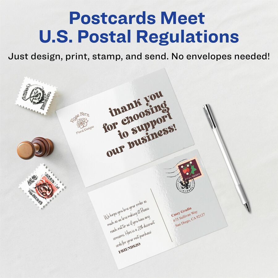 Avery Printable Postcards, 4.25" x 5.5" , Glossy White (8383)
