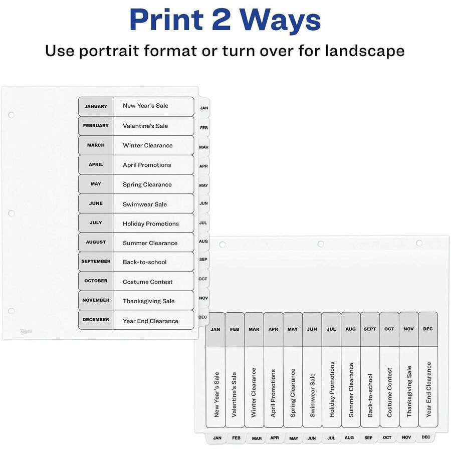 Avery® Ready Index Binder Dividers - Customizable Table of Contents