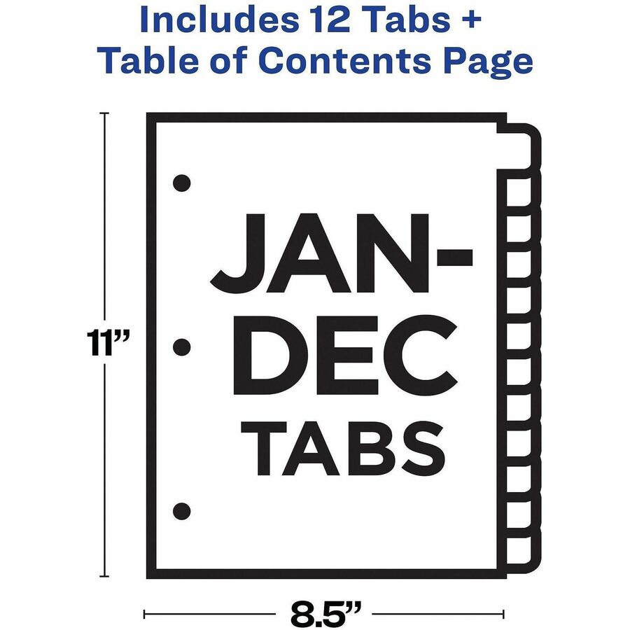 Avery® Ready Index Table of Contents Dividers for Laser and Inkjet Printers, Jan-Dec
